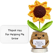 Teacher Gifts Positive Sunflower Doll Crochet Hanging Ornaments with Card Cute Teacher Appreciation Gifts Thank You For Helping Me Grow Teache