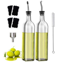 Oil Dispenser Olive Oil Bottle Drizzler Vinegar Bottle 500ML17OZ LeadFree Glass Oil Bottle for Kitchen Come With 2 Types of Grease Nipples Dispen