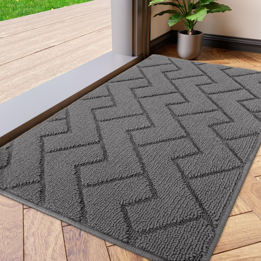 Biscpro Door Mats Indoor Dirt Trapper Mat Absorbent Nonslip Low Profile Doormat For Entrance Inside Kitchen Front Door Mat Washable For Pets And