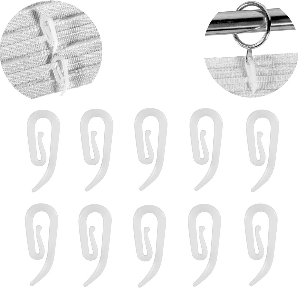 White Plastic Curtain Hooks for DoorWindow Curtain Header Tape Drapery Hooks 100 Pack 28x12cm â This product is designed with premium quality and-image-OPC-PK6S6NR-NEW