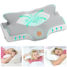 Elviros Cervical Memory Foam Pillow for Neck Pain Orthopedic Neck Pillow for Shoulder Pain Ergonomic Head Neck Support Pillow for SideBackStomach