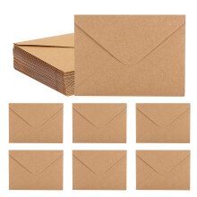 Vintage Kraft Envelopes Pack of 50 with Wet Adhesive for DIY Projects, Invitations, Christmas and Birthday Cards