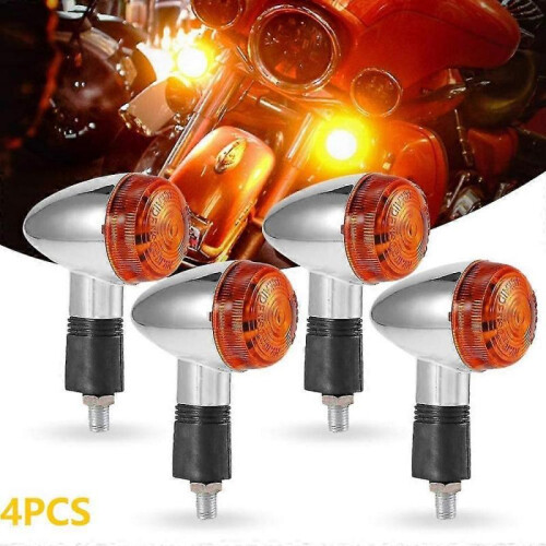 Motorcycle Turn Signals Chrome Front Rear Lights for Bobber Chopper(4Pcs) 1