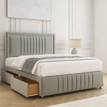 (Silver, 6ft Super King (with Mattress)) Lily Divan Bed Base with 2-Storage Drawers, 26" Headboard Velvet Upholstered Platform Bed with Mattress Option