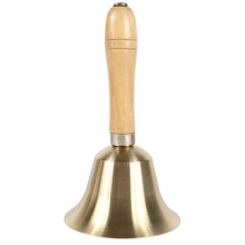 Large Hand Bells with Wooden Handle, Brass School Bell for Weddings, Classroom Decor, and Game Events