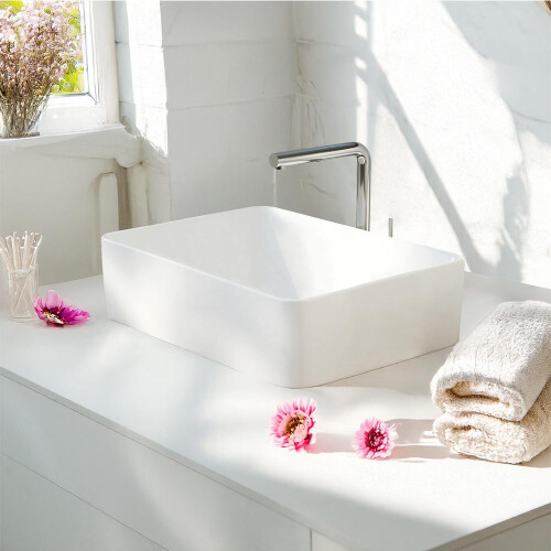 Living And Home Ceramic Countertop Basin with Central Drain Set 1