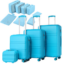 (blue, 12+20+24+28+travel bag) 12/20/24/28inch ABS Hard Suitcase Set With Travel Bag Luggage case