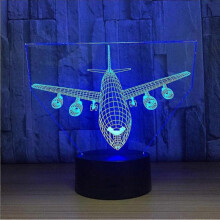 Airplane Night Light 3d Illusion Lamp 7 Color Changing Touch Control with Usb Cable Led Table Desk Decor Lamps Christmas Birthday Gifts