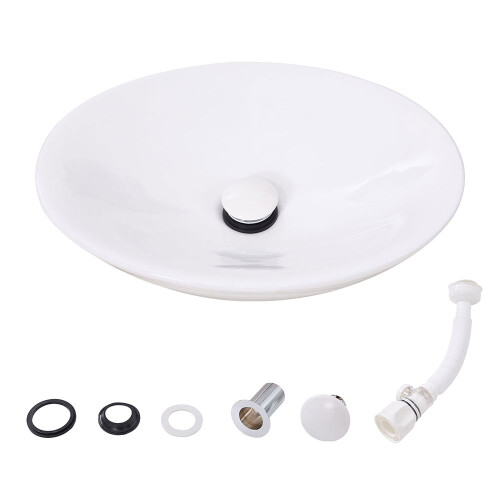Living And Home Modern Oval Ceramic Countertop Washbasin 495*375*130MM