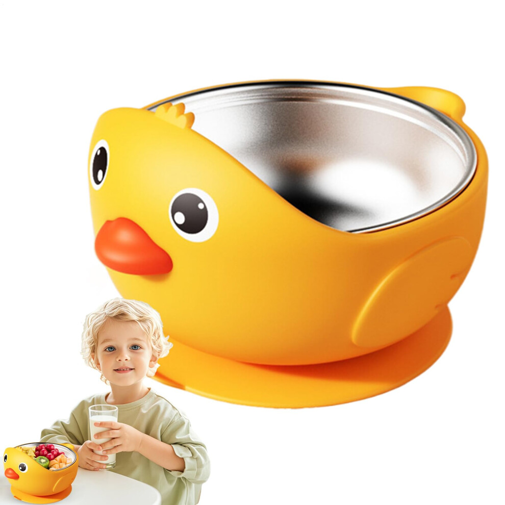 Suction Baby Bowl, Chick-Shaped Silicone Snack Dish, Non-Slip Spill-Resistant Weaning Bowl For Kids Travel Feeding Yellow