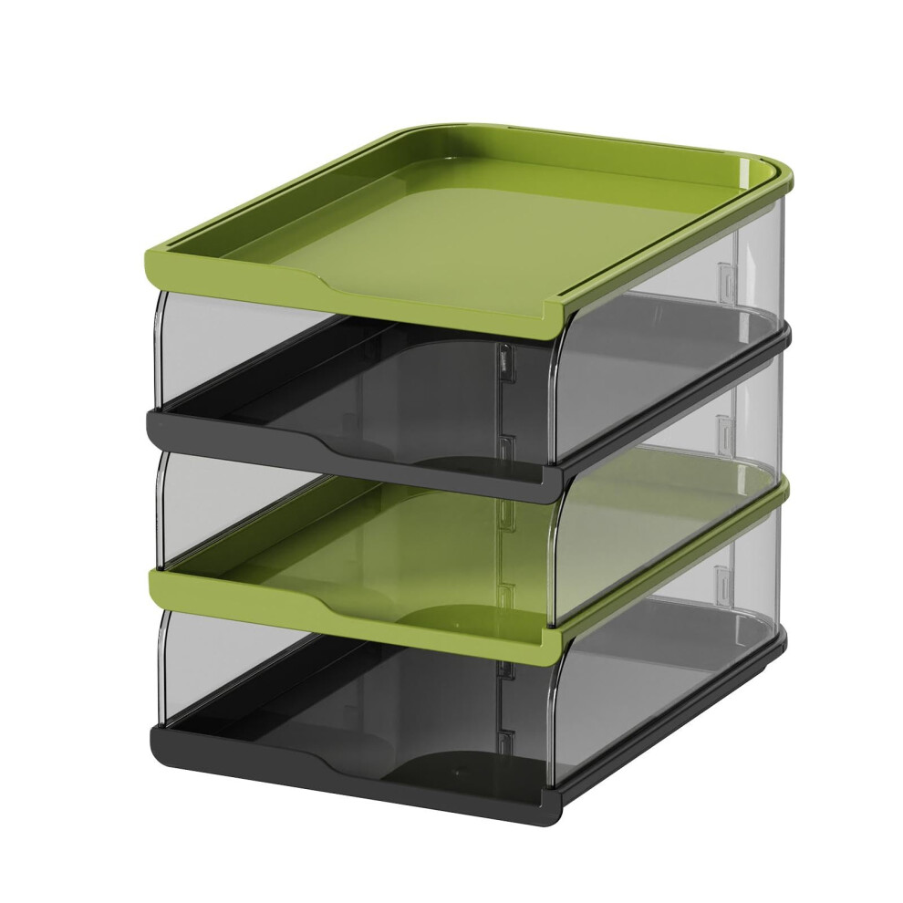 Desktop File Organizer Letter Tray Document Rack 4-Tier Green Black for Business Office Use-image-OPC-PK6TKZT-NEW