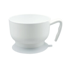 Rice Bowl Container with Suction Cup, Food Grade Self-Feeding Dinner Bowl for Elderly and Disabled, White with Handle