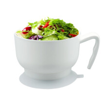 Suction Bowl for Seniors, Food-Grade Self-Feeding Dish with Handle, White Rice and Soup Bowl for Disabled Adults