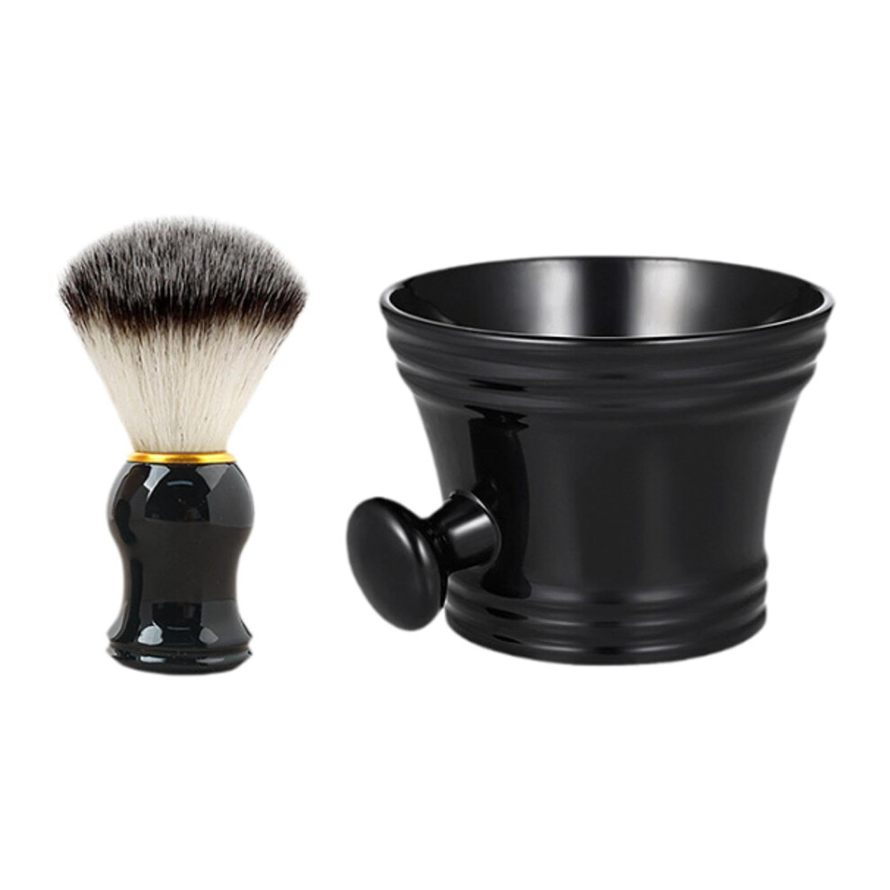 Shaving Brush Set with Nylon Bristles, Cleaning Bowl and Shaving Mug, Soap Brush for Barber Shop and Father's Day