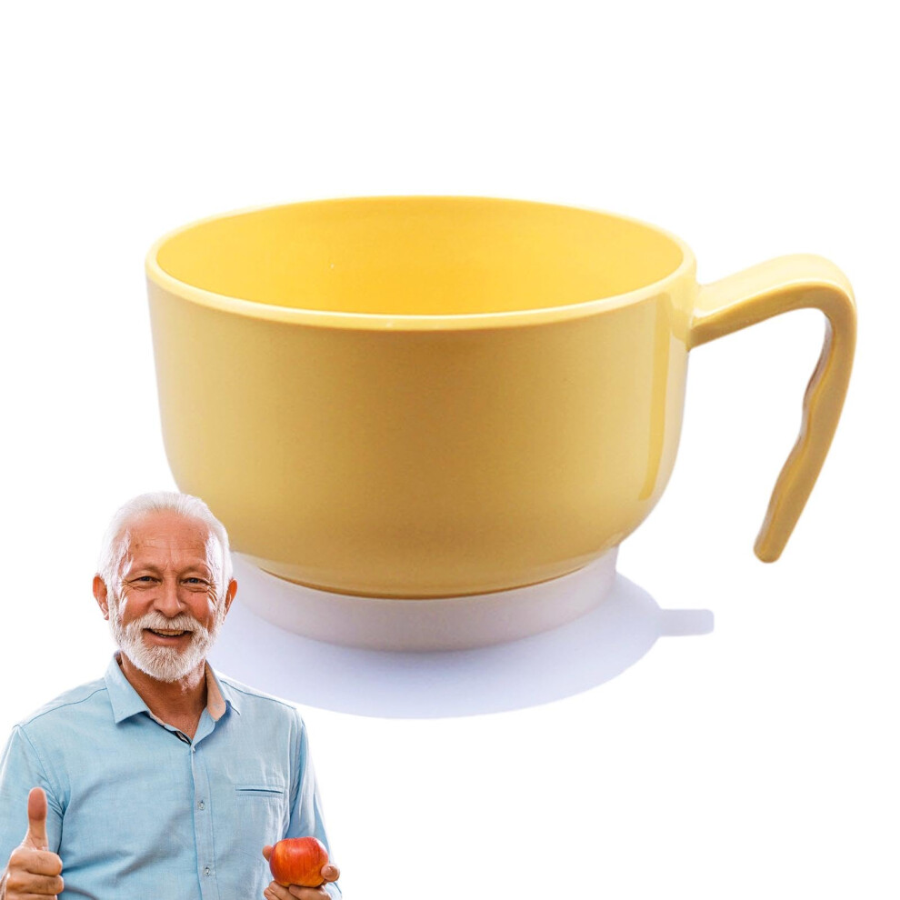 Rice Bowl Container With Suction Cup, Food Grade Self Feeding Soup Bowls, Non-Slip Tableware For Kids Yellow