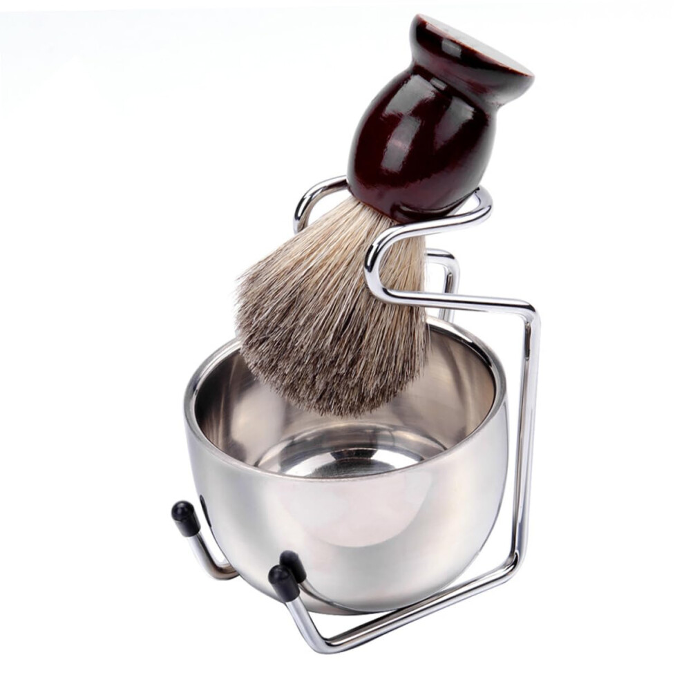 Shaving Brush Set with Shaving Soap Dish, Foam Bowl, and Cup - 3-Piece Shaving Accessories in Durable Material