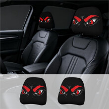 (D-1 Pair) Cartoon Car Headrest Covers, Funny Eyes Design, Front Seat Head Rest Protector, Auto Interior Decoration