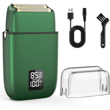 (Green) Foil Shaver for Men, Electric Razor for Men with Double Foil Meshes, IPX7 Waterproof Men's Shaver with 3-Speed Control, Suitable