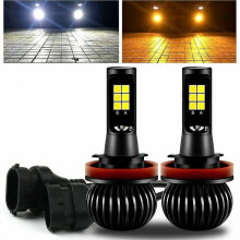 2X H8 H11 Dual Color Switchback White Amber LED COB Fog Light Bulbs 160W 2600LM