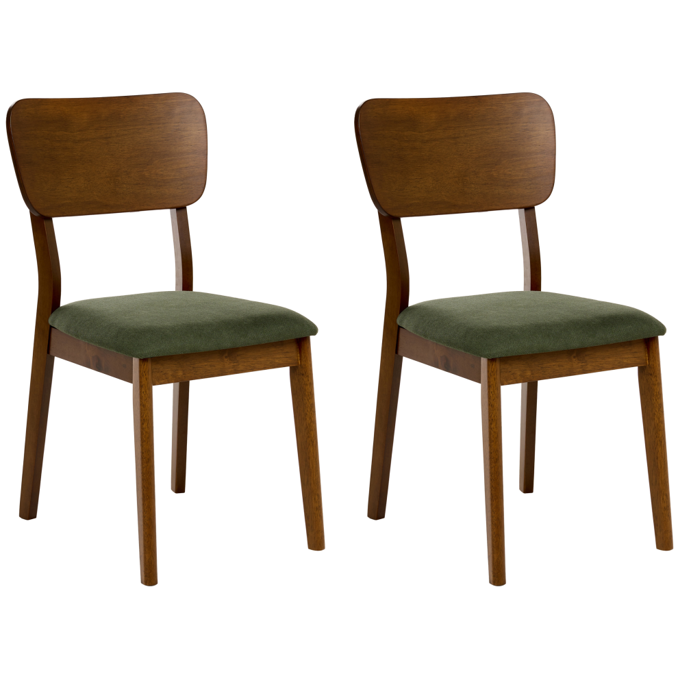 Set of 2 Dining Chairs MINIER Wood Green/ Dark Brown