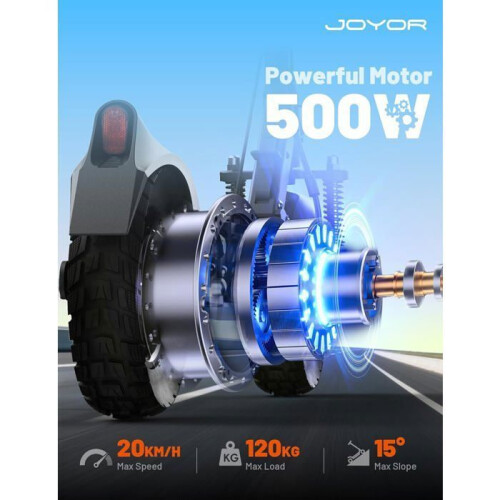 JOYOR Y8-S - Patinete elétrico - ABE - Autonomia 85km - Motor 500W - Max 20km/h Pneus 10 polegadas Bateria 48V26Ah Preto 2