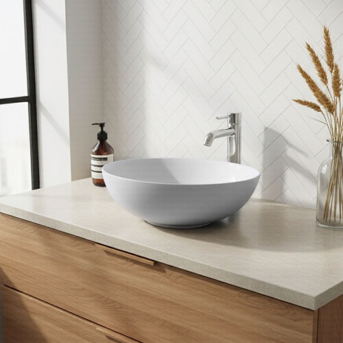 Living And Home (Light Grey) Ceramic Countertop Washbasin 400*400*150MM 2