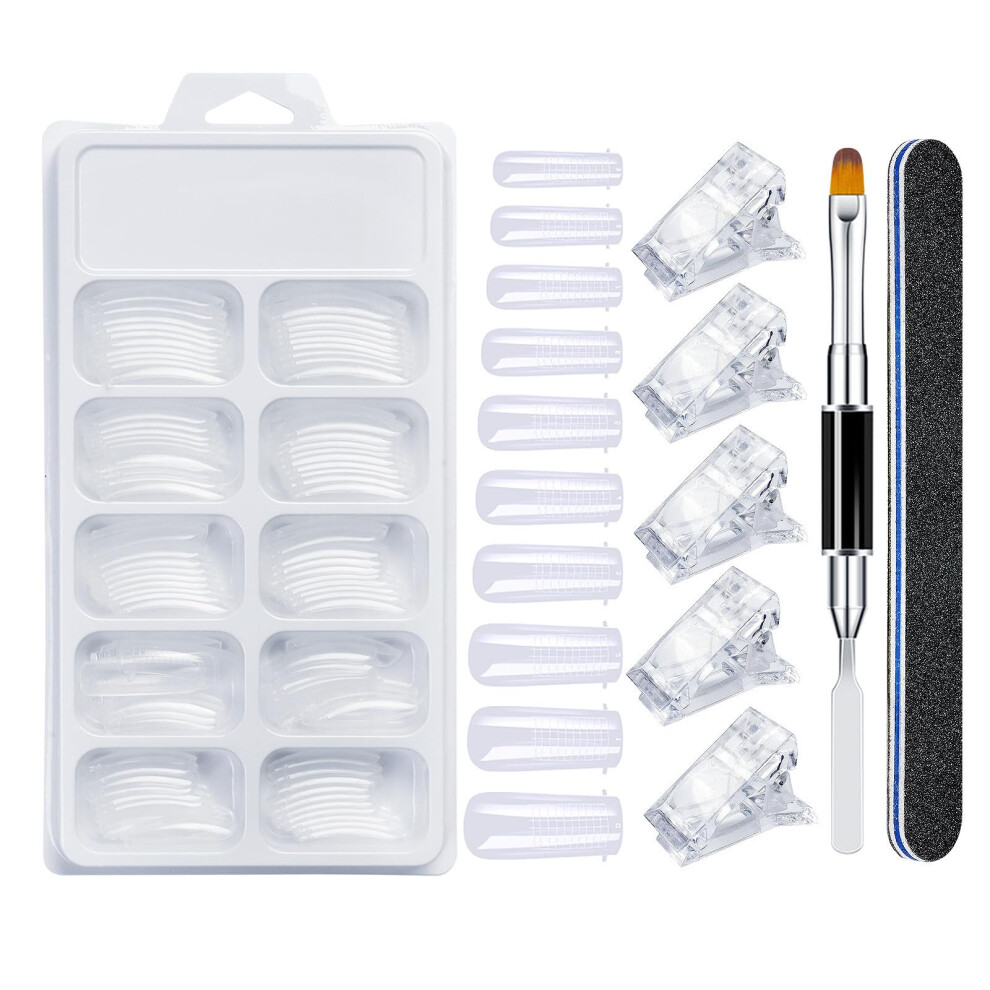 Fashion Nails Extension Set for Beginners - Clear False Nails Tips, Acrylic Painting Brushes, Manicure Tools