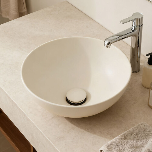 Living And Home (Bone White) Ceramic Countertop Washbasin 400*400*150MM 2