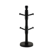 Mug Tree Holder Black Beechwood 6 Mugs Modern Space Saving Organizer