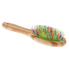 Natural Wood Pet Comb with Colorful Pins, Gentle on Scalp, Ideal for Dogs and Cats at Home and Travel