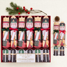 6 Traditional Nutcracker Christmas Crackers 12 Inch Red White Green