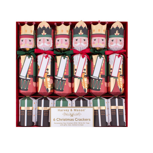 6 Traditional Nutcracker Christmas Crackers 12 Inch Red White Green 2