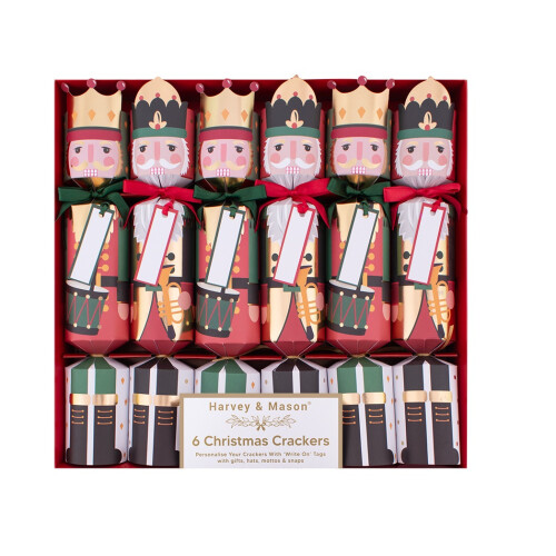 6 Traditional Nutcracker Christmas Crackers 12 Inch Red White Green 1