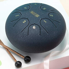 6 Inch Alloy Steel Mini Tongue Drum Set with 8 Tones, Beaters, and Storage Bag for Yoga and Meditation