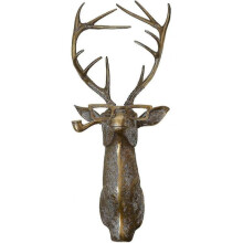 Animal Head Sculpture, Innovative Antique Deer Head Wall Decor with Glasses, Hand-painted And Polished Stag Head Wall Mount, Garden Patio Deer Head