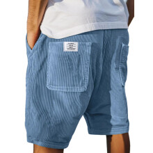Cordhose Kurz Herren Cargo Shorts Blau 4XL Atmungsaktiv Baumwolle Retro Freizeithose Mit Taschen Sommer Outdoor
