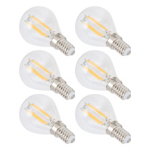 6 Stück E12 G45 LED-Lampen 4W Warmweiß Glas 8x4,5cm