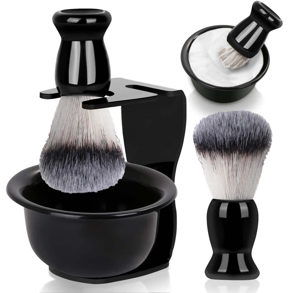 Men's Razor Shaving Set - 3 in 1 Synthetic Brush with ABS Stand and Bowl, Grooming Gift Set for Father's Day