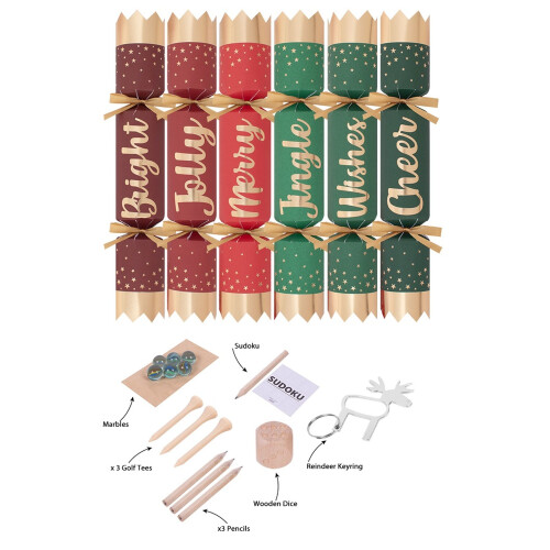 6 Christmas Script Crackers Dinner Cracker 12 Inch Red Gold Green 2