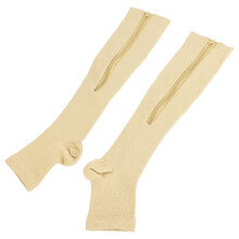 Atmungsaktive Kompressionstrümpfe Reißverschluss, kniehoch L/XL, Nylon