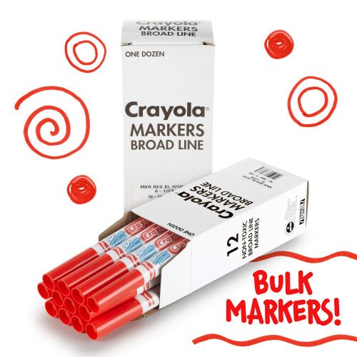 Crayola Crayola Πλενόμενοι Μαρκers - Κόκκινο (12τμχ), Μαρκers για Παιδιά, Χονδρική για Σχολεία 2