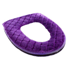 (Violet) Warm Zipper Bathroom Toilet Seat Mat Cushion Winter Soft Closestool Plush Cover n