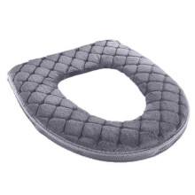 (Grey) Warm Zipper Bathroom Toilet Seat Mat Cushion Winter Soft Closestool Plush Cover n