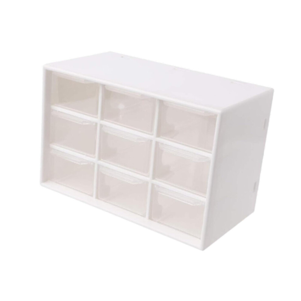Desk Organiser with 9 Clear Stackable Storage Drawers, White Craft Organiser for Office Supplies and Gadgets-image-OPC-PK6W6YX-NEW
