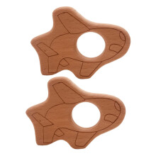 Aeroplane Teething Toys - 2 Pieces of Food Grade Beech Wood for Easy Grip and Pain Relief for Infants