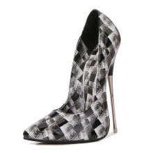 16cm High Heels for Women and Men Unisex Stilettos Fetish Role Play Stripper Shoes Size 44 EU Black Leather