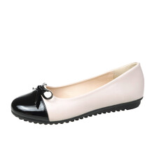 Women's Low Heel Bow Shoes for Large Sizes, Autumn Shallow Mouth Dress in White, EU Size 39