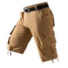 Herren Cargo Shorts Einfarbig Bermuda Shorts mit Multi Taschen Lässige Mittellange 3/4 Hose für Sommer Outdoor Aktivitäten