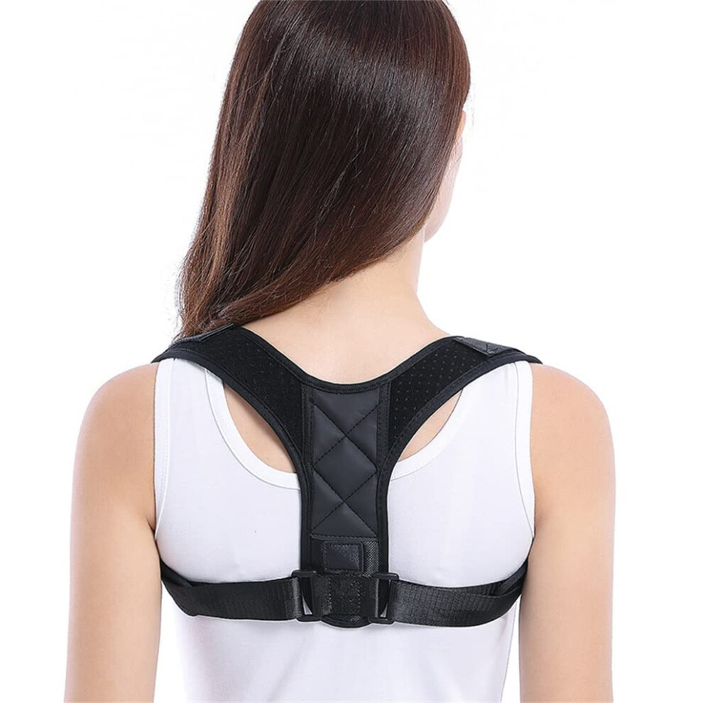 Black Posture Correctors Upper Back Support Keychain Device For Thoracic Kyphosis - Medium Size, Adjustable Fit