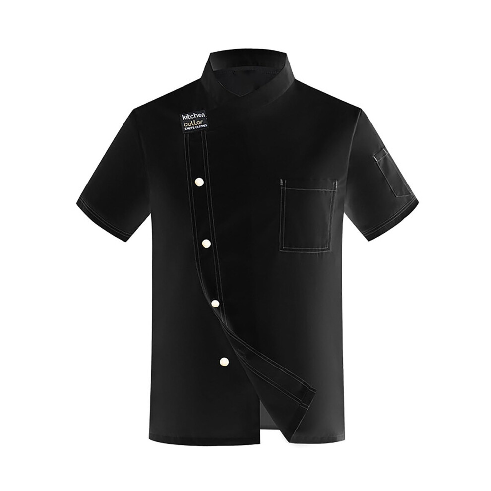 Chef's Jacket Men's Short Sleeve Chef Coat 4XL Professional Black Hospitality Uniform Work Wear With Buttons 6038364874931